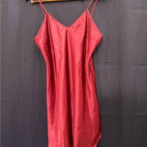 Vtg Wine Burgundy Satin Slip Dress 90s Minimalist Bias Cut Date Night Small Sexy